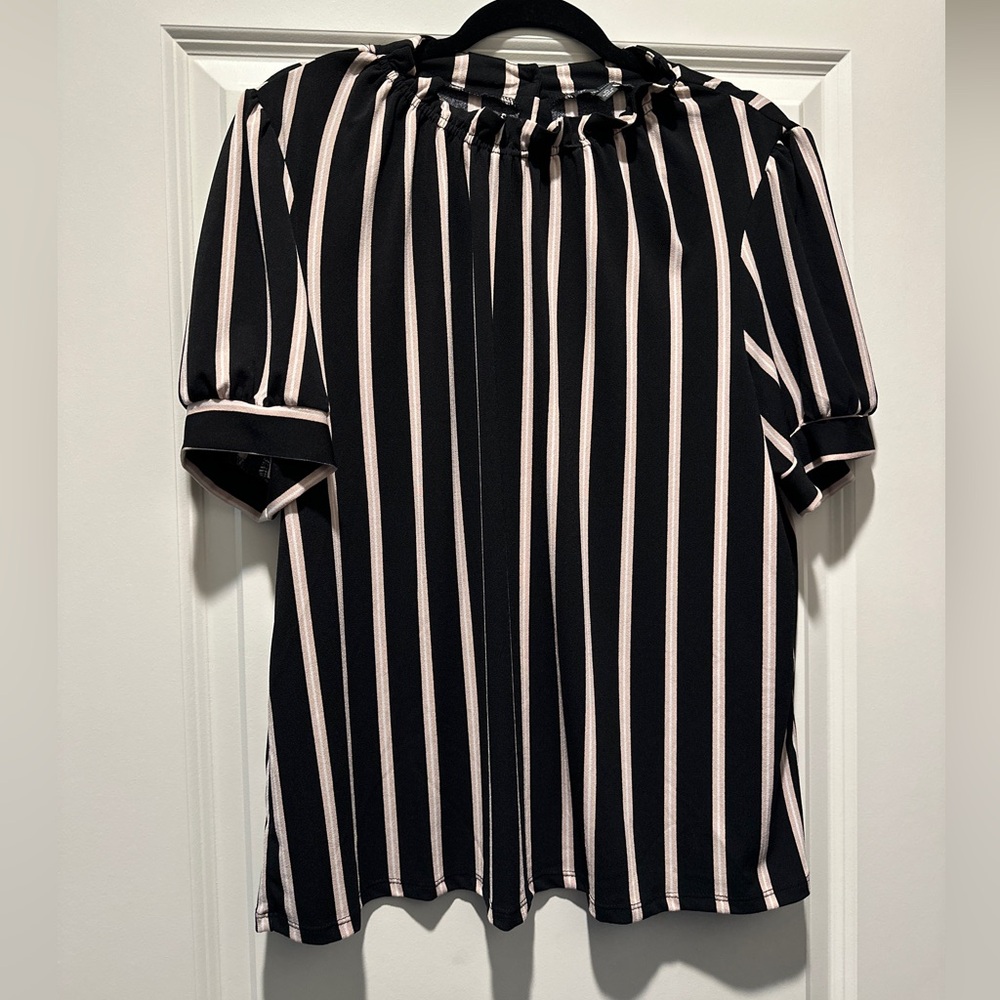 Adrianna Papell mock neck stripe blouse
